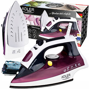 Праска з парою Adler AD 5022 — 3000 Вт, керамічна підошва, вертикальне відпарювання, автовимкнення