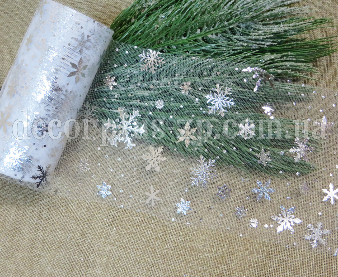 Фатін 15см, "Сніжинки", білий, фото 1