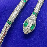Браслет Змія зі срібла із зеленими фіанітами, фото 5