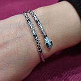 Браслет Змія зі срібла із зеленими фіанітами, фото 6