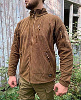 Кофта тактическая флисовая Helikon Tex койот ,армейская военная толстовка ALPHA Tactical-Grid Fleece Coyot