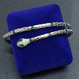 Браслет Змія зі срібла із зеленими фіанітами, фото 7