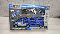 Набор машинок полицейский Трейлер - автовоз, горка - трек, 3 машинки