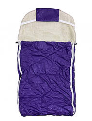Конверт / тепий чохол для санок, зі штучної овчини, на дві блискавки, із затяжками Фіолетовий