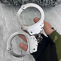 Настоящие стальные наручники для охраны, Наручники из закаленной стали для полиции с двумя ключами