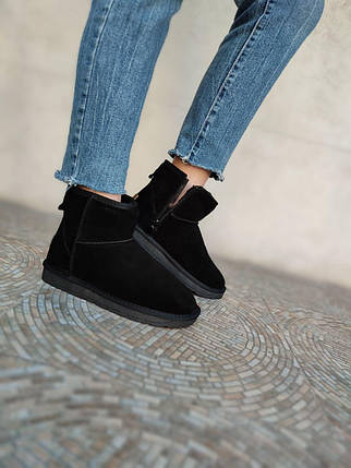 Уги ЧОРНІ зі змійкою з натуральної замші короткі (h = 16 см) на блискавці унісекс, фото 2