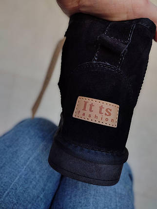 Уги ЧОРНІ зі змійкою з натуральної замші короткі (h = 16 см) на блискавці унісекс, фото 3