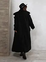 Черное удлиненное шерстяное пальто размер XL