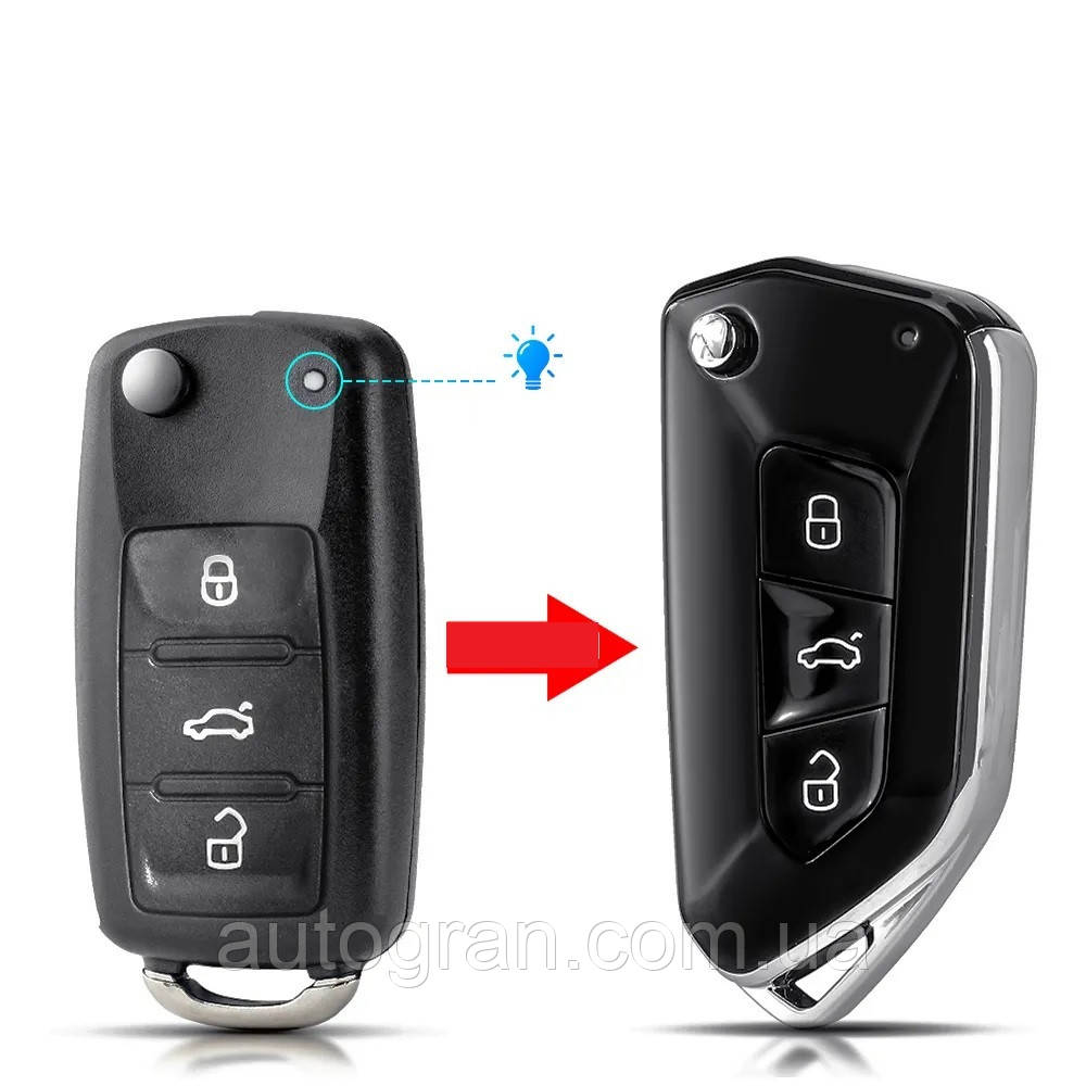 Корпус для тюнінгу викидного ключа VW Volkswagen 2009-2015 3 кнопки