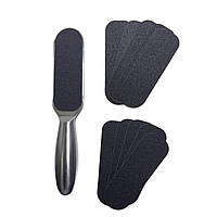 Набір пилка педикюрна металева та файли змінні 180 і 80 гритів по 5 шт.