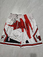 Шорты бело-красные Чикаго Буллс Just Don Chicago Bulls Mitchell Ness Hardwood Classics