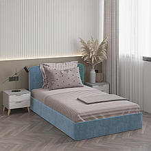 Полуторне ліжко Хюгге з м'якою обивкою та ортопедичними ламелями Блакитний 900*1272*2076 мм
