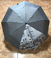 Зонт женский серый автомат на 9 спиц антиветер