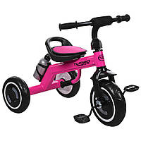 Дитячий триколісний велосипед зі спинкою Turbo Trike + пляшка для води, колеса світяться, рожевий