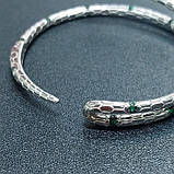 Браслет Змія зі срібла із зеленими фіанітами, фото 8