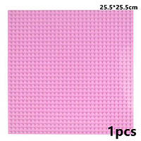 Пластина подставка для сборки блочных конструкторов розовая