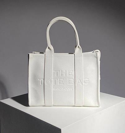 Жіноча сумка-шопер Marc Jacobs The Large Tote Bag White Leather сумка на кожен день на коротких ручках шкіра, фото 1