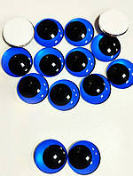 Глазки для игрушек стеклянные круглые 18 мм диаметр, цвет синий