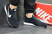 Мужские кроссовки Nike Найк Flyknit Racer. Темно синие с белым Код товара: Д - 5348 44