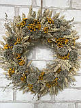 Вінок великодній з янголом із сухоцвітів на двері, вінок на Великдень, натуральні матеріали. Д 28 см, фото 4