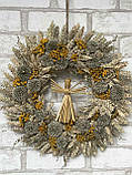 Вінок великодній з янголом із сухоцвітів на двері, вінок на Великдень, натуральні матеріали. Д 28 см, фото 5