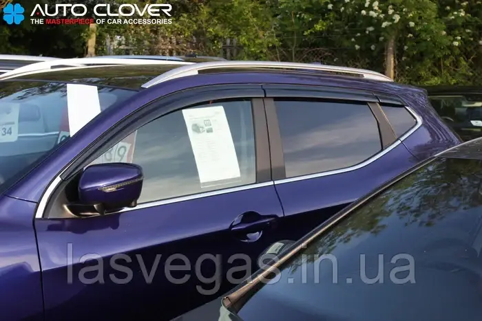 Вітровики, дефлектори вікон Nissan Qashqai 2014-2022 6шт. (Auto clover/Корея), фото 1