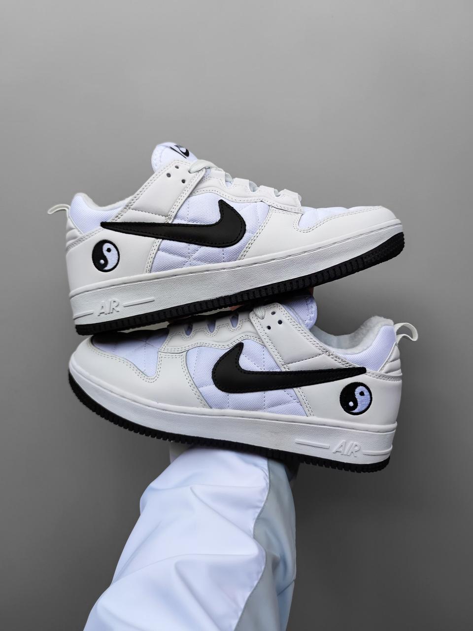 Кросівки чоловічі зимові білі Nike Air Force 1 low In Yan White Black Winter Termo (14330)