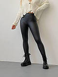 Теплі чорні лосини з екошкіри на велюрі, фото 5