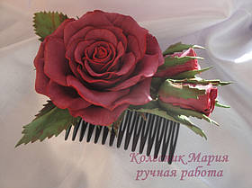 Прикраса для волосся Троянда з бутонами (основа на вибір)