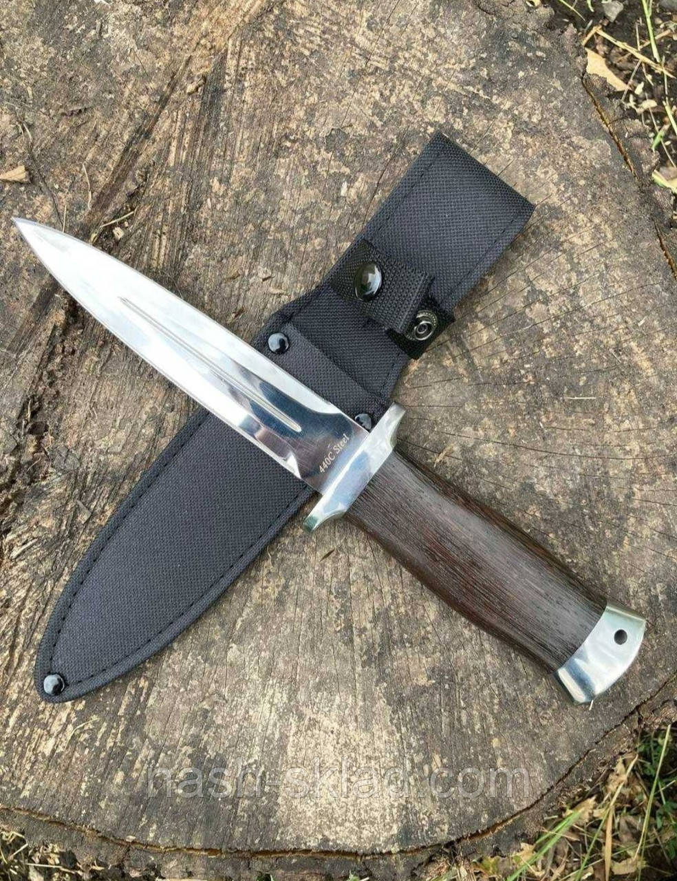 Ніж бойовий фінка розвідника НКВД, упор під палець, зручна ручка, суперякість