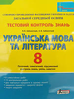 Українська мова та література 8 клас. Тестовий контроль знань.