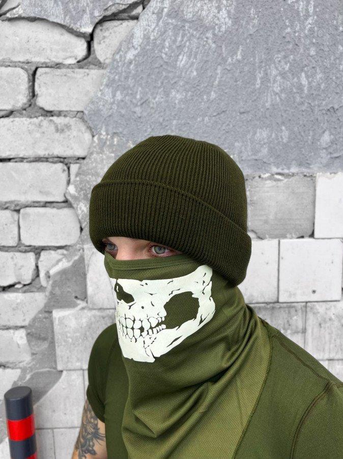 Шапка з підворотом олива ВТ6833