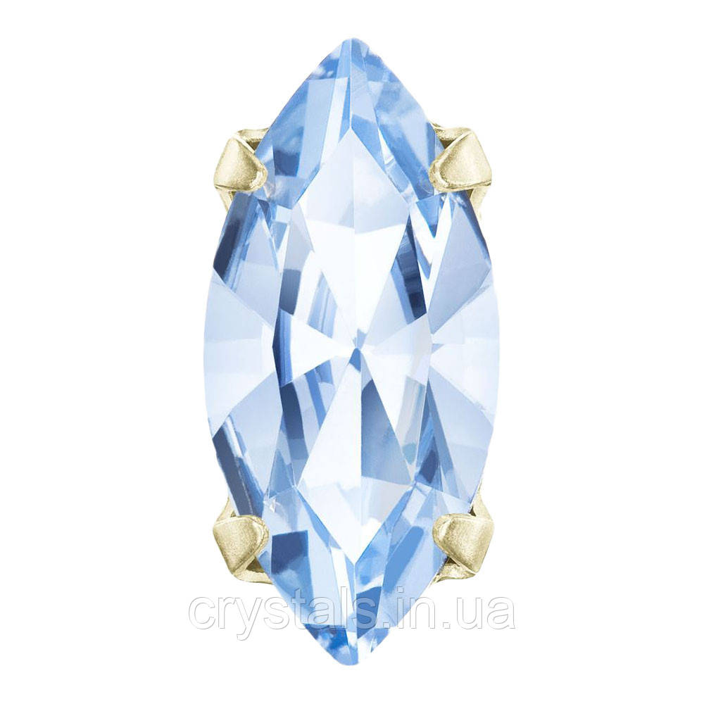 Човники в цапах Preciosa (Чехія) 15x7 мм Light Sapphire/золото