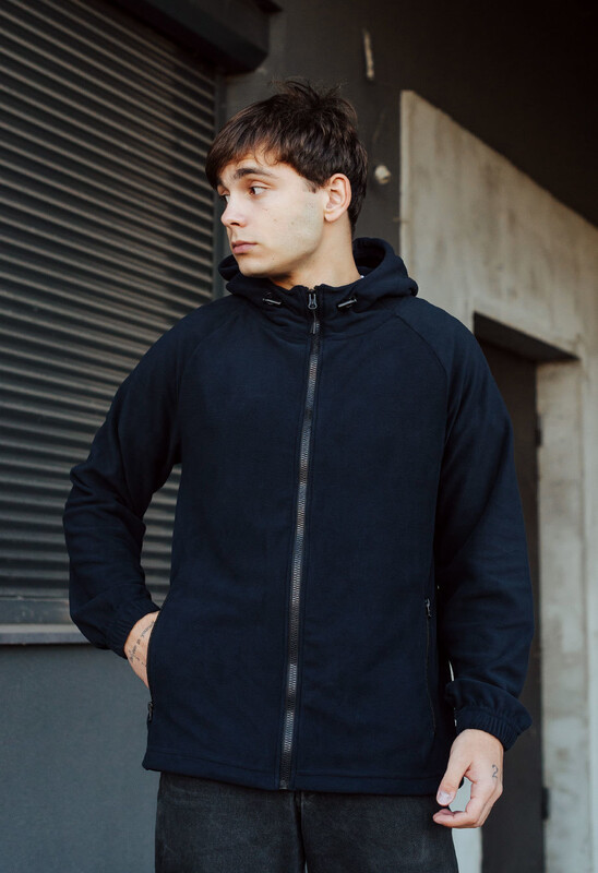 Флісове худі чорного кольору Staff navy zip