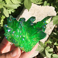 Натуральный камень кварц с зеленым напылением. Минерал Green quartz. Празем 70g. Зеленый кварц VCT