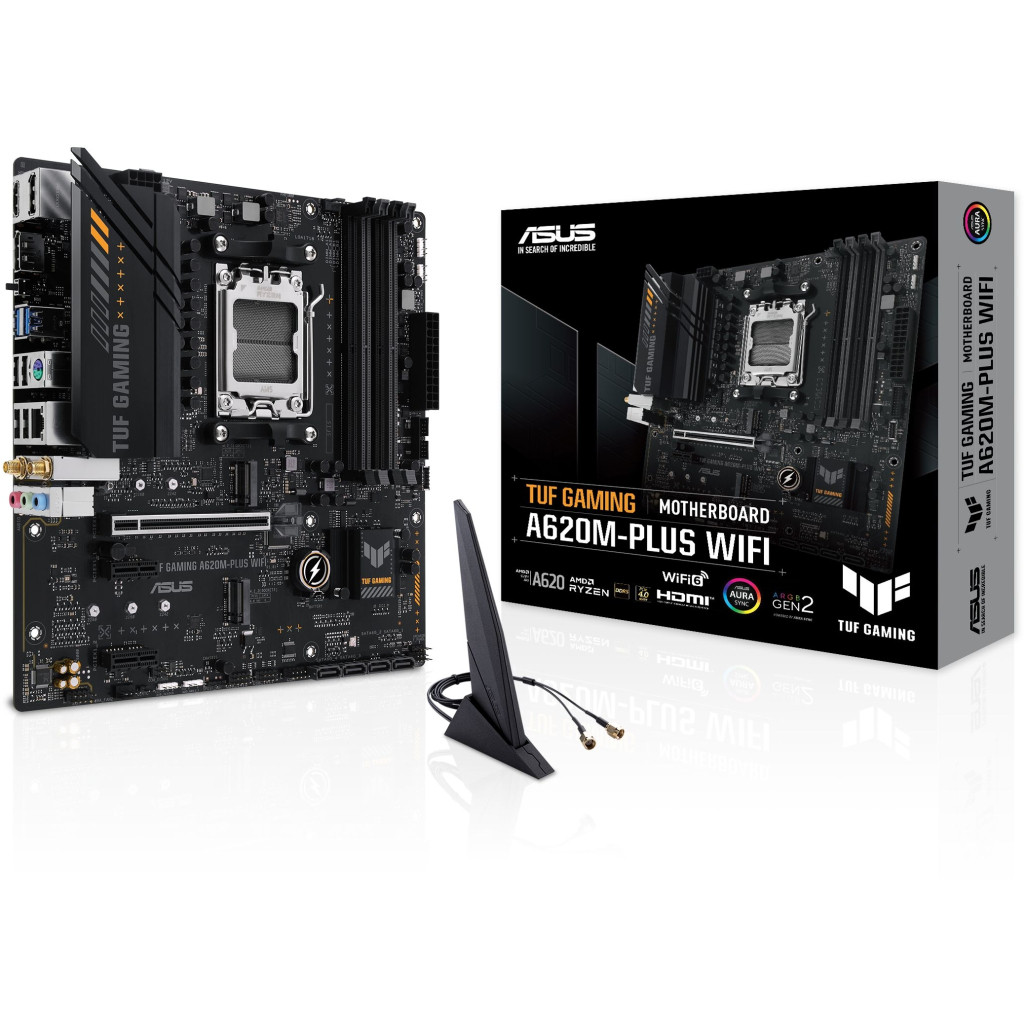 Материнська плата TUF GAMING A620M-PLUS WIFI AM5 DDR 5 2 x DisplayPort, 1 x HDMI 2 4 Wi-Fi micro ATX