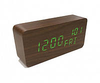 Настольные электронные часы VST-862W с будильником, датой, термометром, гигрометром в форме деревянного бруск