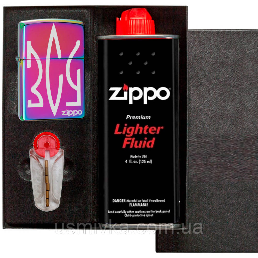 Zippo зажигалка ЗСУ с бензином и кремнием зиппо в подарочном наборе Box151ZLu4 - фото 1 - id-p2017862994