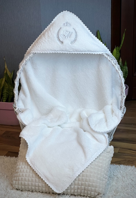 Крижмо Brilliant Baby з мінімалістичним мереживом 95х95 см Білий (BB057), фото 1