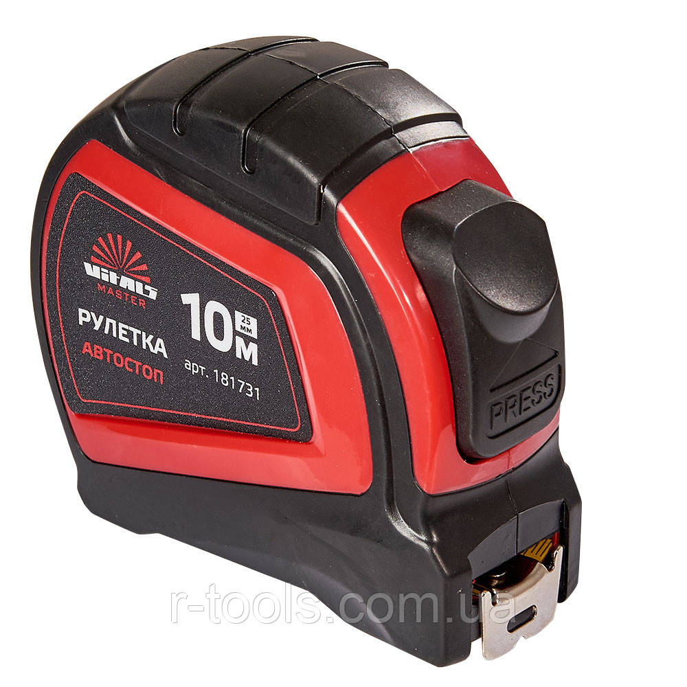 Рулетка 10 м × 25 мм автостоп Vitals Master 181731