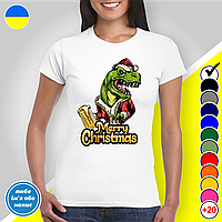 Футболка женская "Пивозавр Merry Christmas"