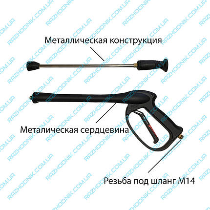Пістолет для автомийки високого тиску метал М14 (Універсальний), фото 2