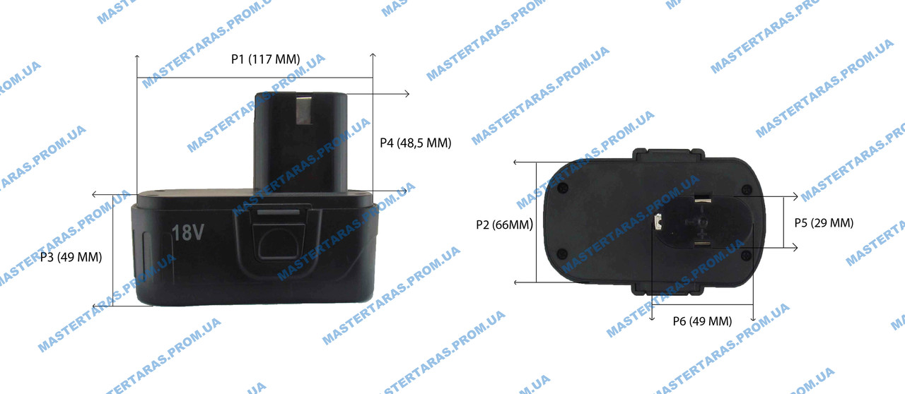Акумулятор для шурупокрута 18W УНІВЕРСАЛЬНИЙ (Рівний)