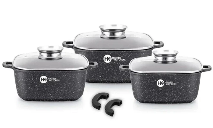 Набір квадратних каструль із гранітним покриттям Higher Kitchen HK 323 2 кольори