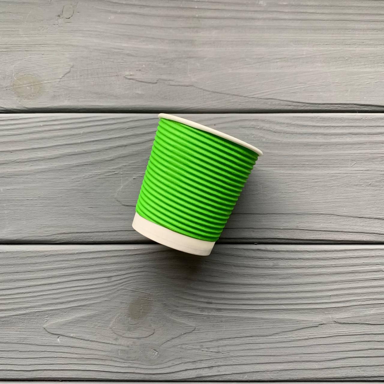 Стакан гофра 110мл Зелений (25шт/уп|1750шт/ящ) 60мм, фото 1