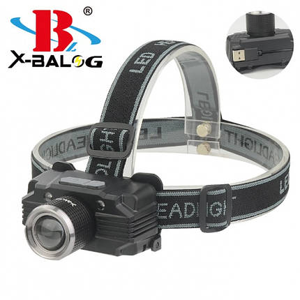 Ліхтарик налобний X-Balong BL-W8825 акумуляторний,XPE+2 LED 5режимів, zoom, фото 2