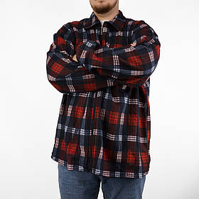 Чоловіча флісова картата сорочка на блискавці Червоний 5XL