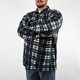 Чоловіча флісова картата сорочка на блискавці Чорний + блакитний 	 5XL