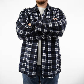 Чоловіча флісова картата сорочка на блискавці Синій + білий 5XL