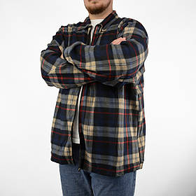 Чоловіча флісова картата сорочка на блискавці Синій + коричневий 5XL